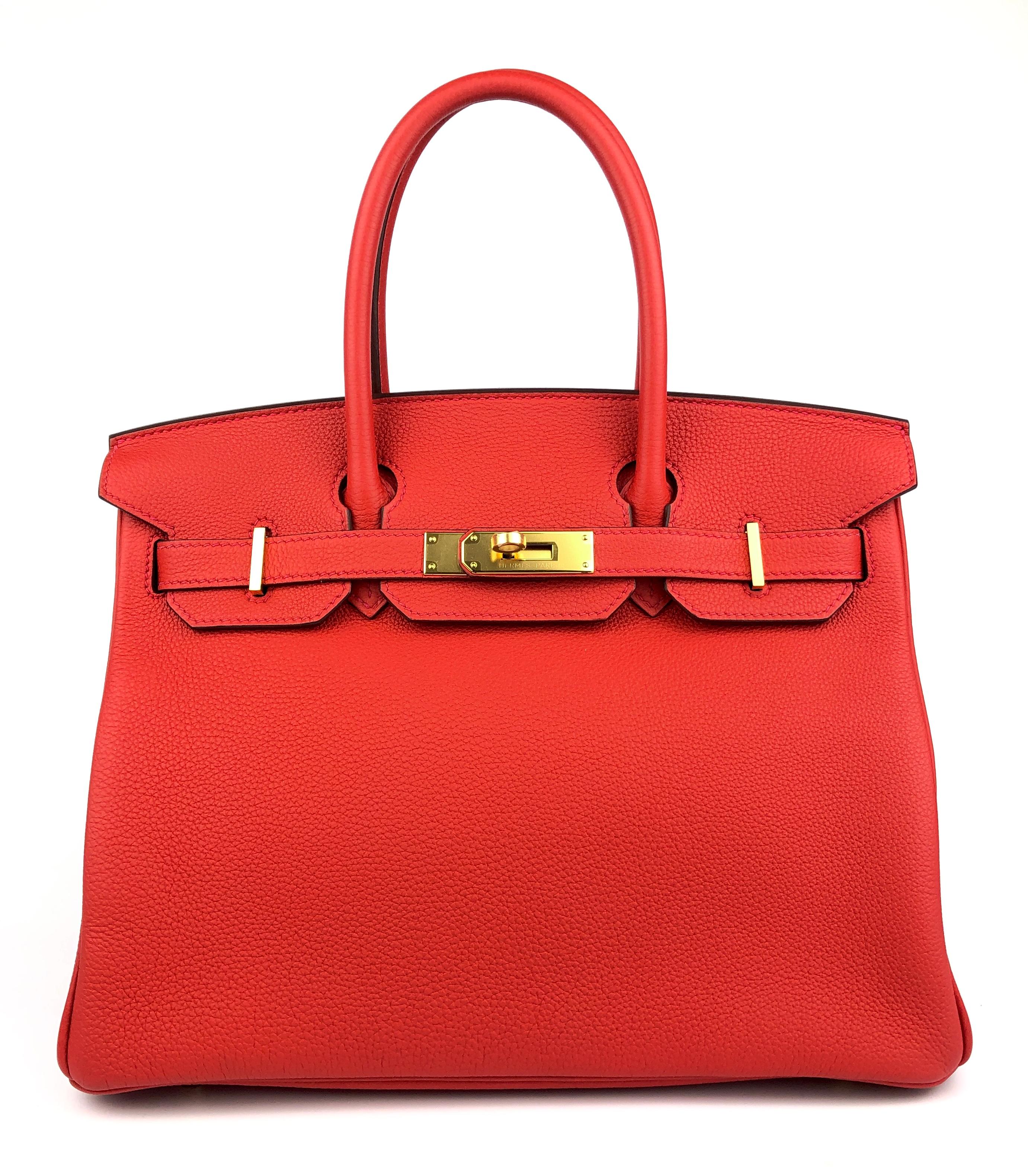 Absolutely beautiful Hermes Birkin 30 Rouge Tomate complimented by Gold Hardware. 2016 X Stamp Like New Condition with all Plastic on Hardware and Feet. 

Shop with Confidence from Lux Addicts. Authenticity Guaranteed! 