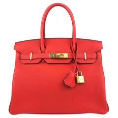 Hermes Birkin 30 Rouge Tomate Red Tomato Togo Leather Gold Hardware 