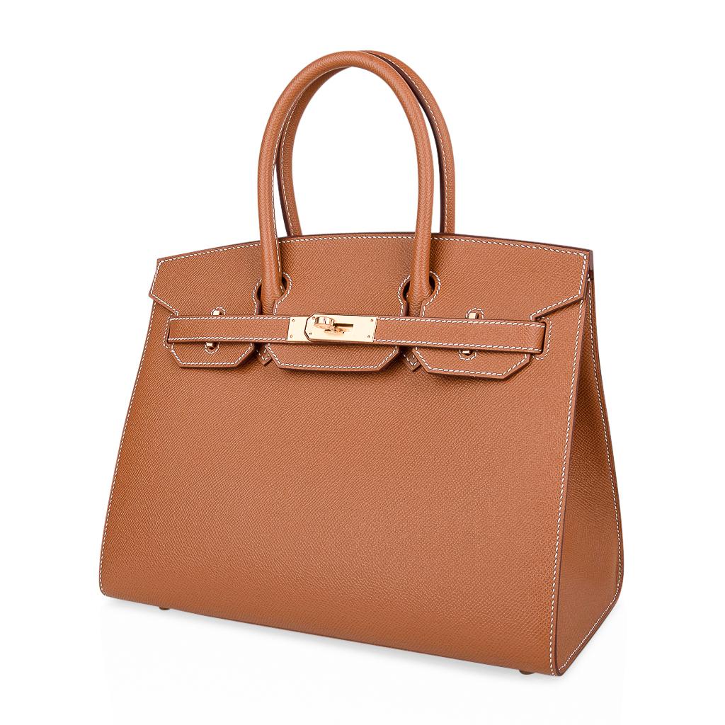 Women's Hermes Birkin 30 Sellier Bag Gold Veau Graine Monsieur Laiton Limited Edition