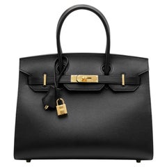 Hermès Birkin 30 Sellier Black Madame Leather With Gold Hardware Handbag