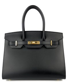 Hermes Birkin 30 Sellier Black Noir Madame Leather Gold Hardware