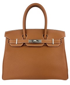 Hermes Birkin 30 Gold Tan Togo Leather Palladium Hardware