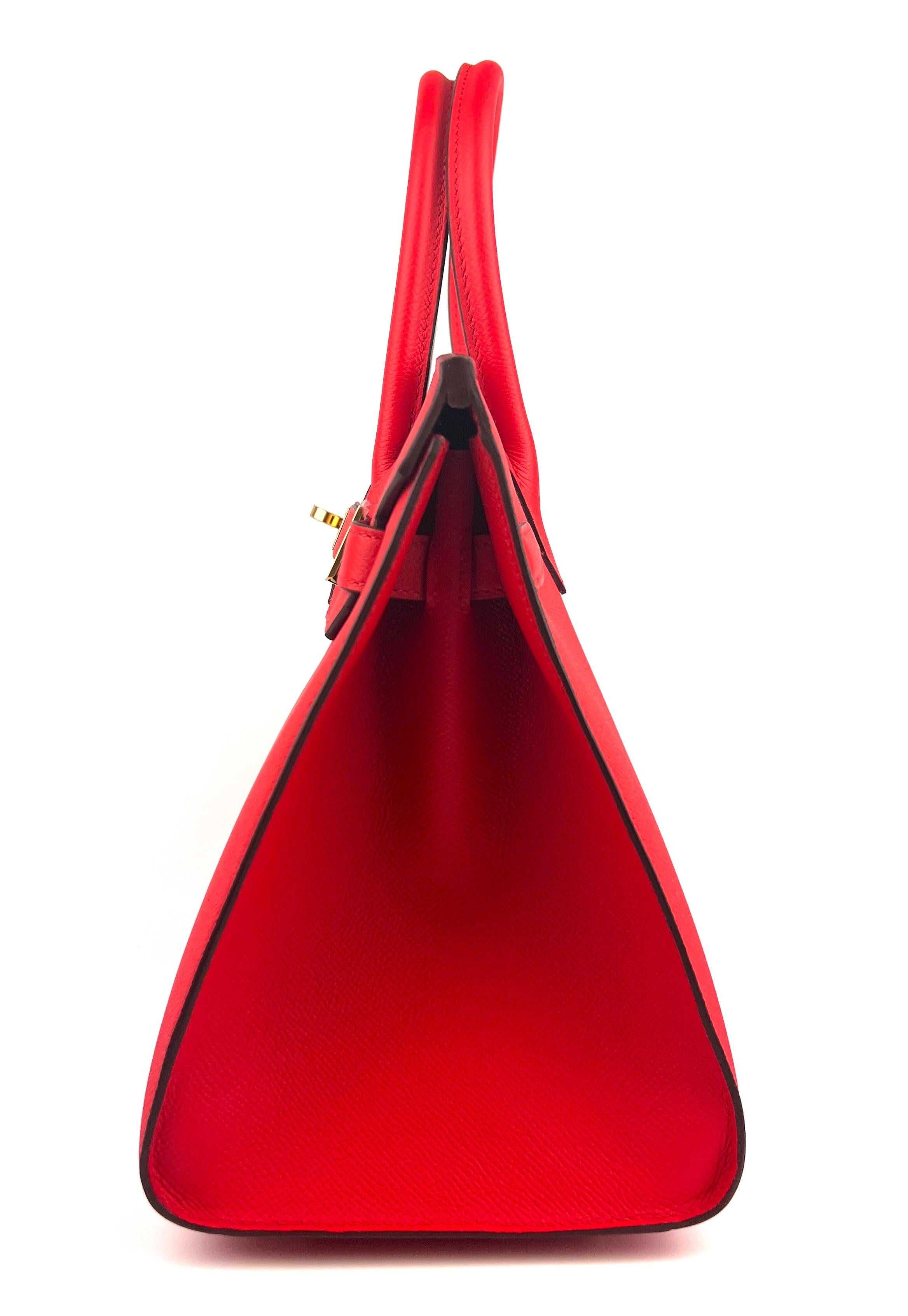 Hermes Birkin 30 Sellier Rouge de Coeur Red Epsom Leather Gold Hardware  1