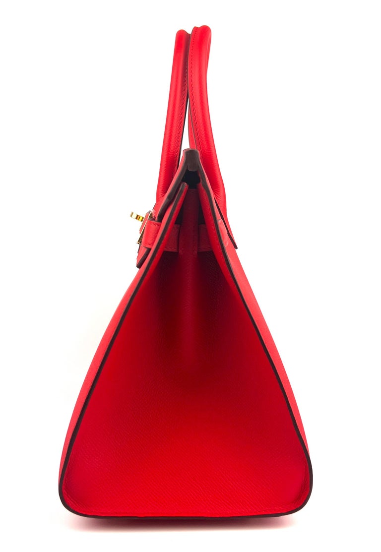 Hermes HSS Bi-Color Rouge de Coeur and Craie Epsom Birkin 30cm