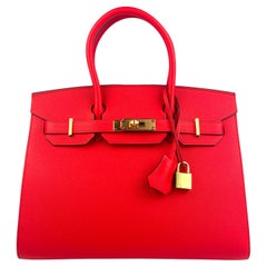 Hermes Birkin 30 Sellier Rouge de Coeur Cuir Epsom Rouge Quincaillerie Or 