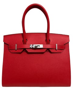 Hermes Birkin 30 Sellier Rouge de Coeur Red Epsom Leather Palladium Hardware