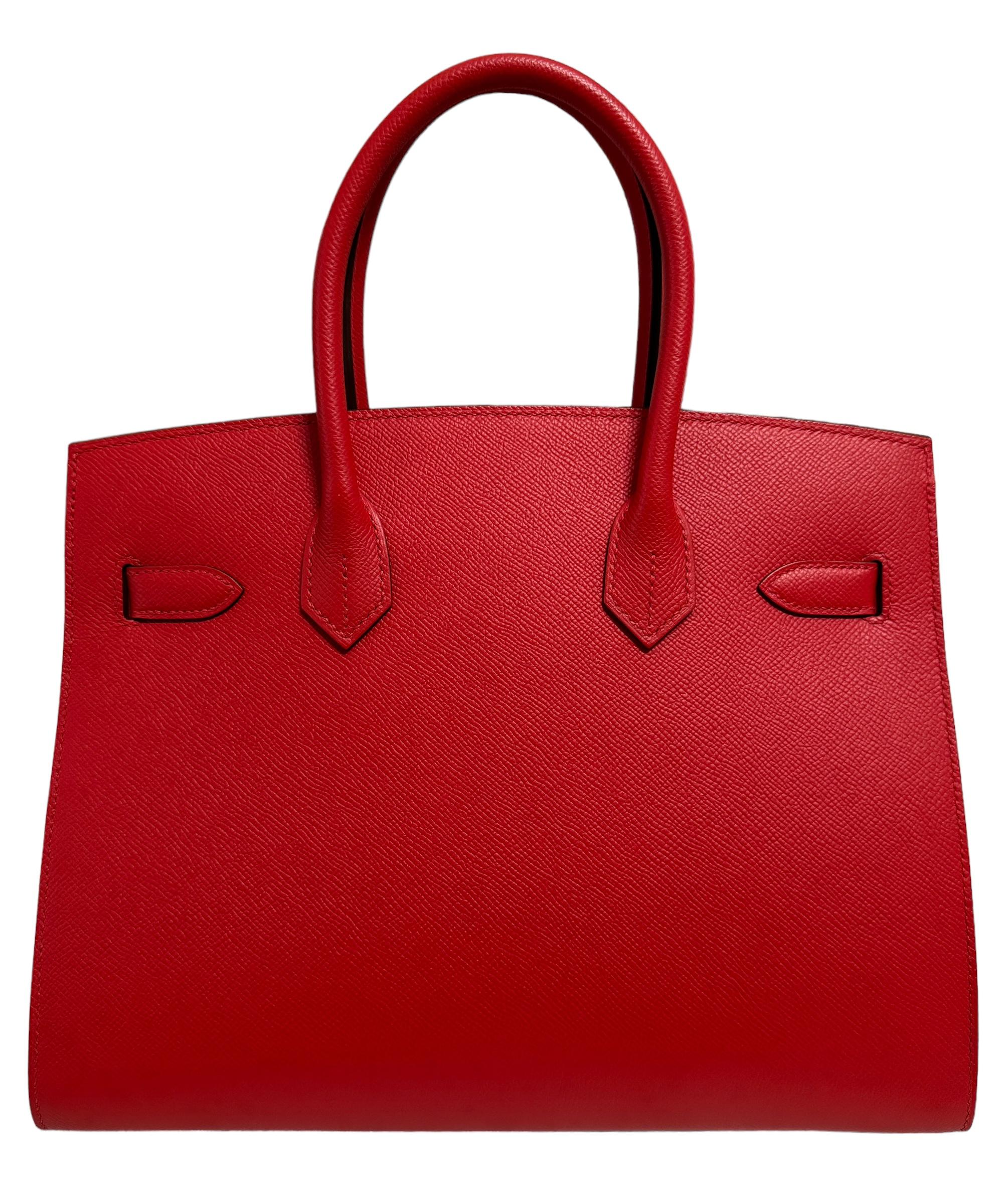 Women's or Men's Hermes Birkin 30 Sellier Rouge de Coeur Red Epsom Leather Palladium Hardware For Sale