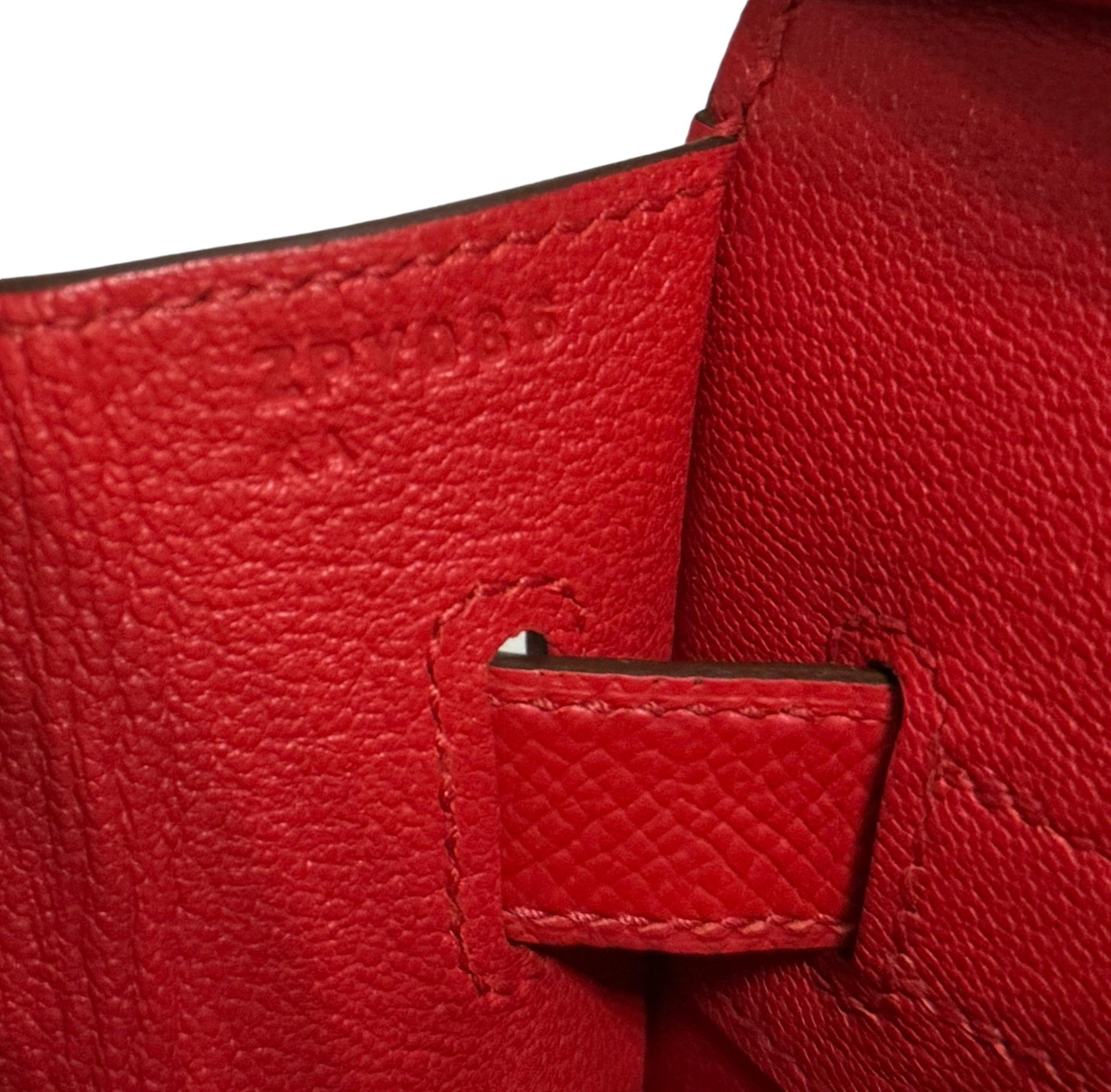 Hermes Birkin 30 Sellier Rouge de Coeur Cuir rouge Epsom Quincaillerie Palladium en vente 4
