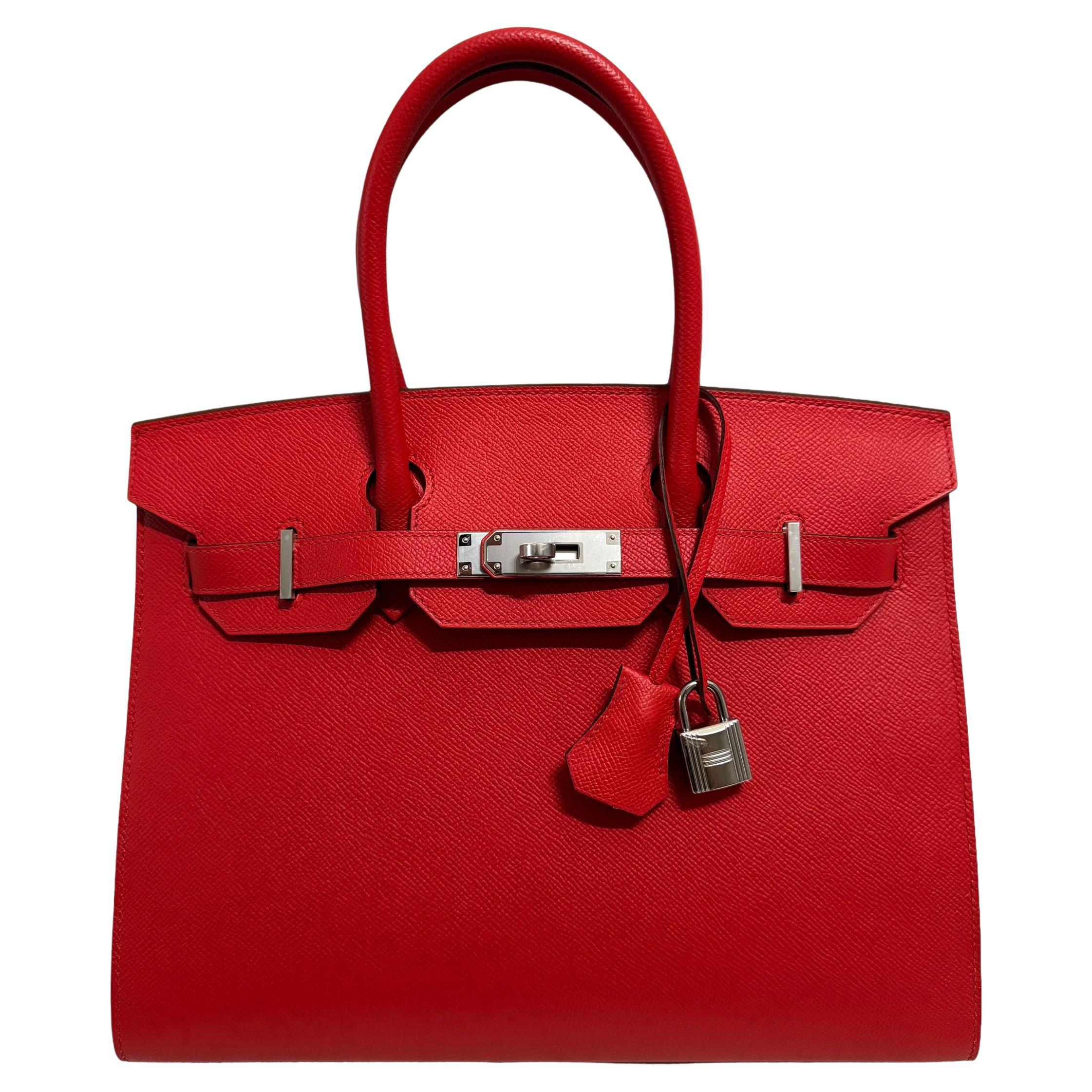 Hermes Birkin 30 Sellier Rouge de Coeur Red Epsom Leather Palladium Hardware For Sale