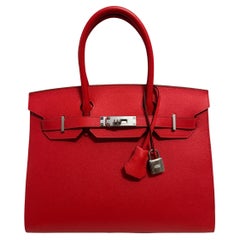 Hermes Birkin 30 Sellier Rouge de Coeur Cuir rouge Epsom Quincaillerie Palladium