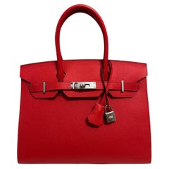 Hermes Birkin 30 Sellier Rouge de Coeur Red Epsom Leather Palladium Hardware