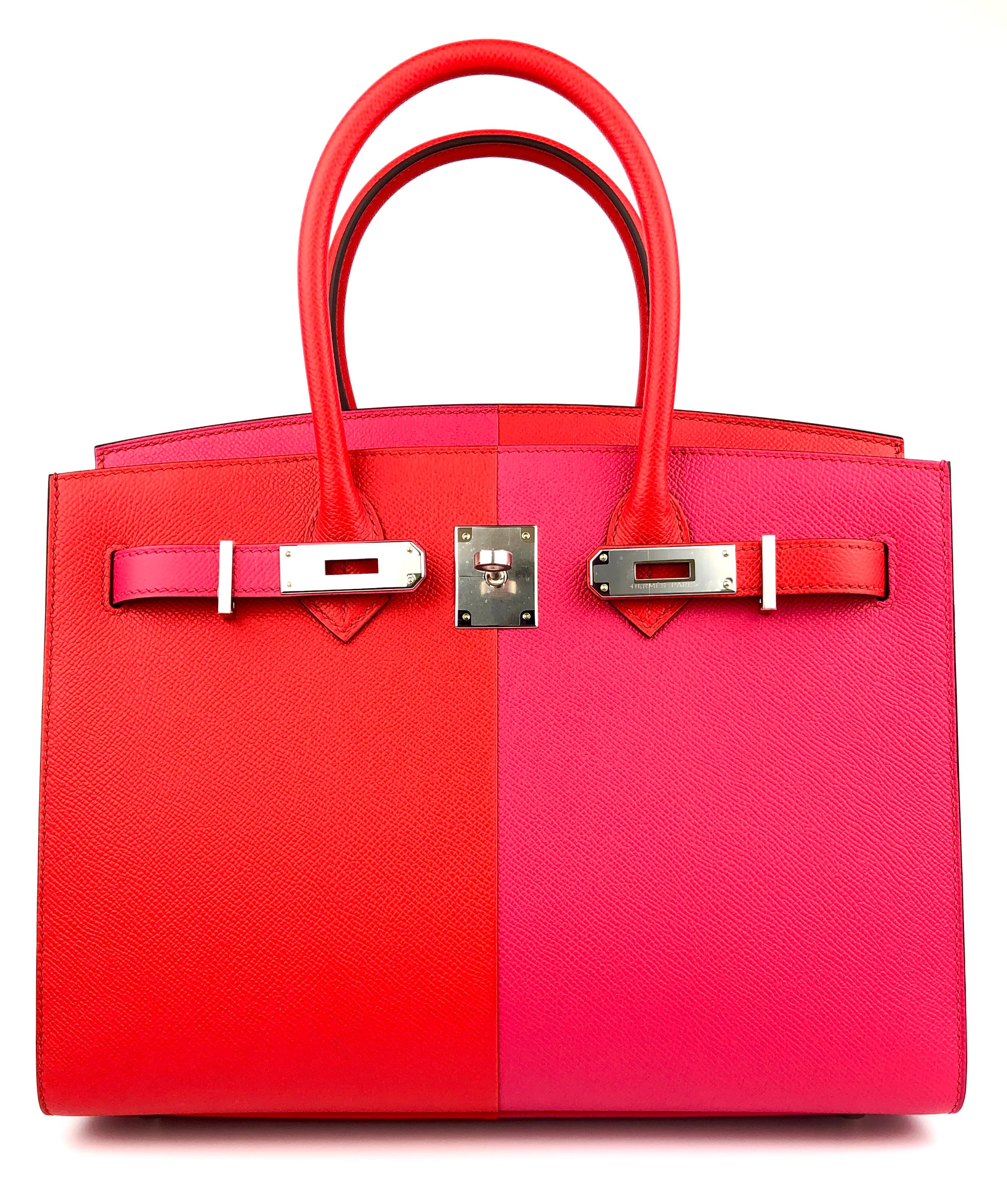 Women's or Men's Hermes Birkin 30 Sellier Rouge De Coeur Red Rose Extreme Blue Zanzibar Epsom NEW