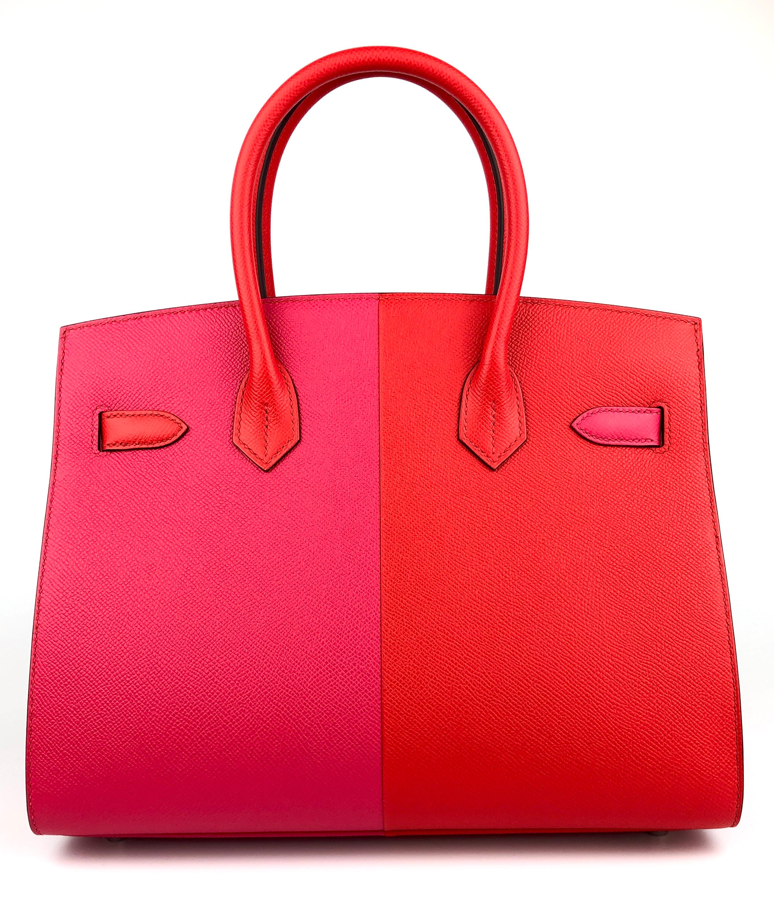 Hermes Birkin 30 Sellier Rouge De Coeur Red Rose Extreme Blue Zanzibar Epsom NEW 1