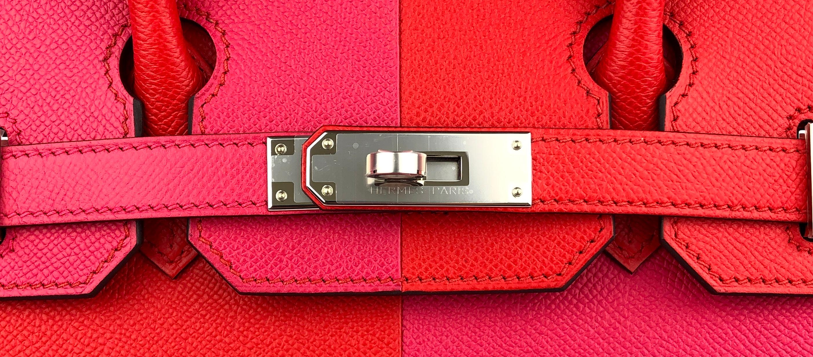 Hermes Birkin 30 Sellier Rouge De Coeur Red Rose Extreme Blue Zanzibar Epsom NEW 2