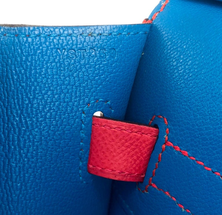 Hermes Birkin Sellier Casaque bag 30 Rouge coeur/Rose extreme/Blue