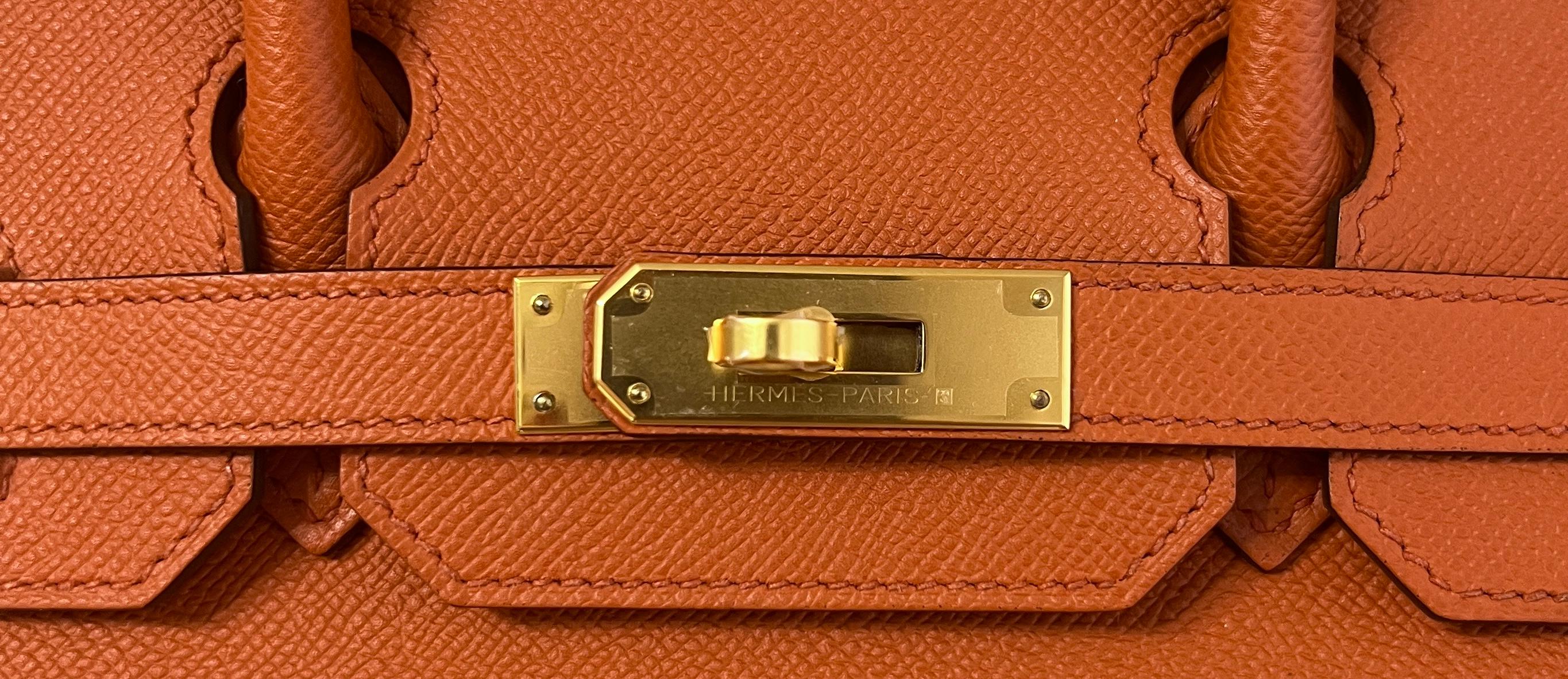 Hermes Birkin 30 Sellier Terre Battue Orange Epsom Leather Gold Hardware  1