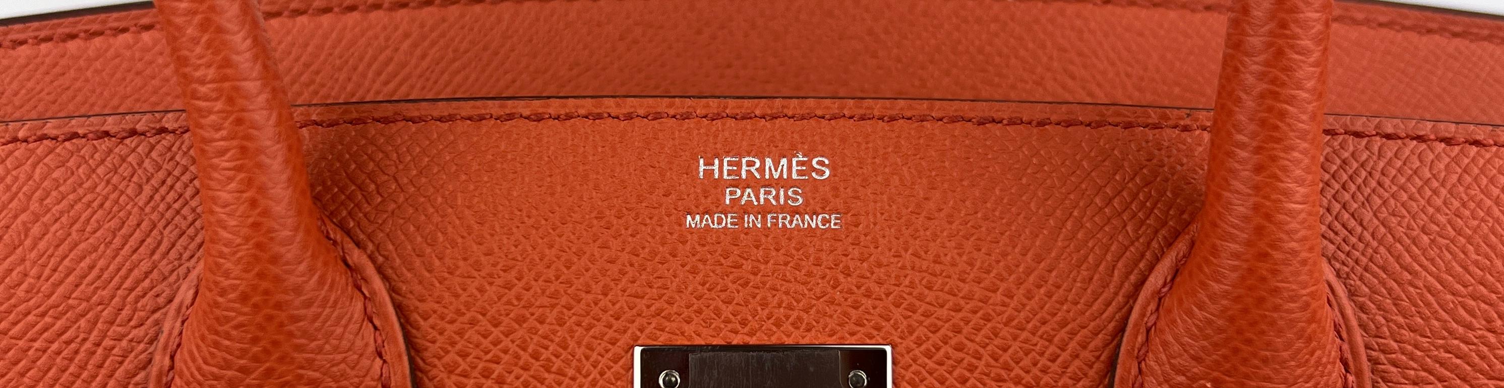 Women's or Men's Hermes Birkin 30 Sellier Terre Battue Orange Epsom Leather Palladium Hardware