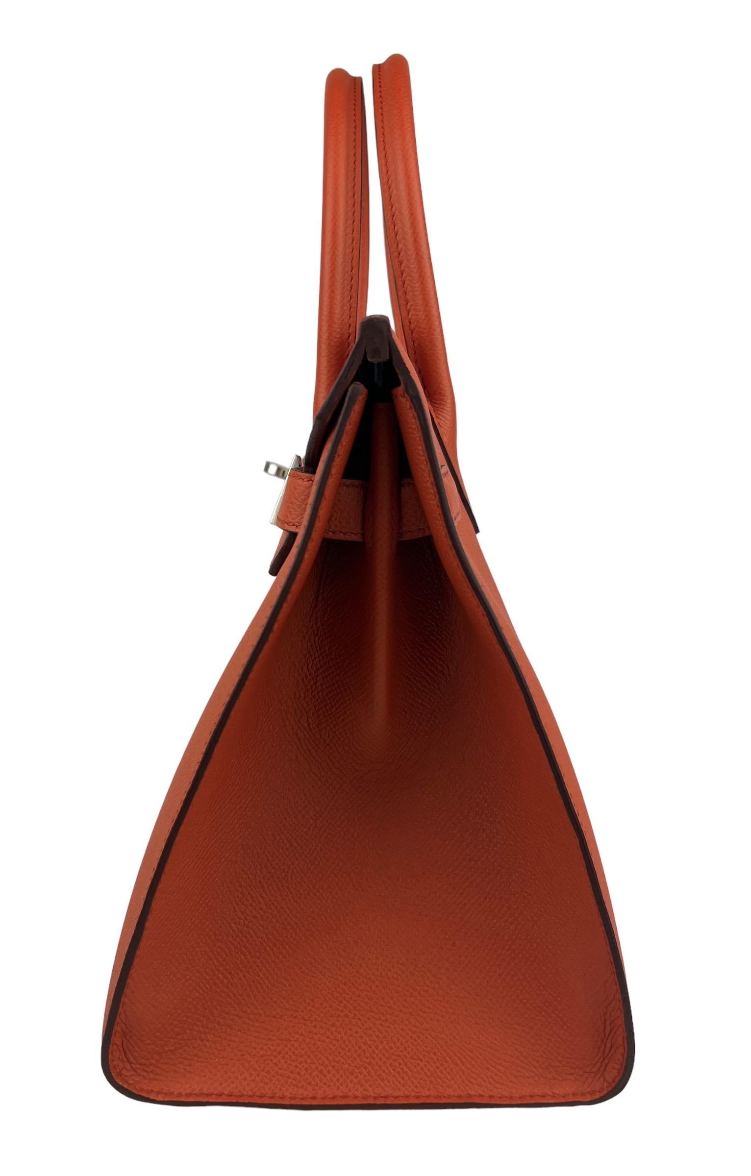 Hermes Birkin 30 Sellier Terre Battue Orange Epsom Leather Palladium Hardware 3