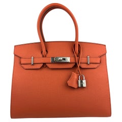 Hermes Birkin 30 Sellier Terre Battue Orange Epsom Leather Palladium Hardware 