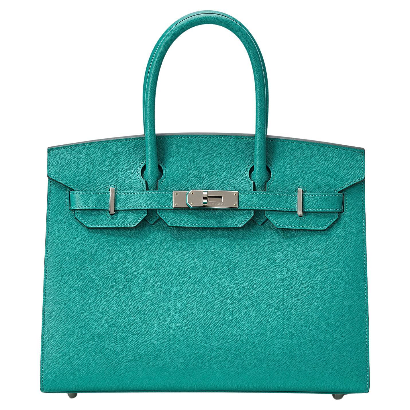 Hermès Birkin 30 Sellier Veau Madame Vert Verone Palladium Hardware For Sale