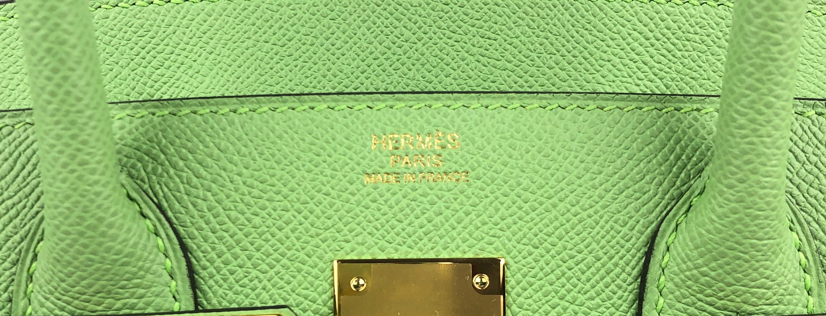Women's or Men's Hermes Birkin 30 Sellier Vert Criquet Green Epsom Gold Hardware NEW