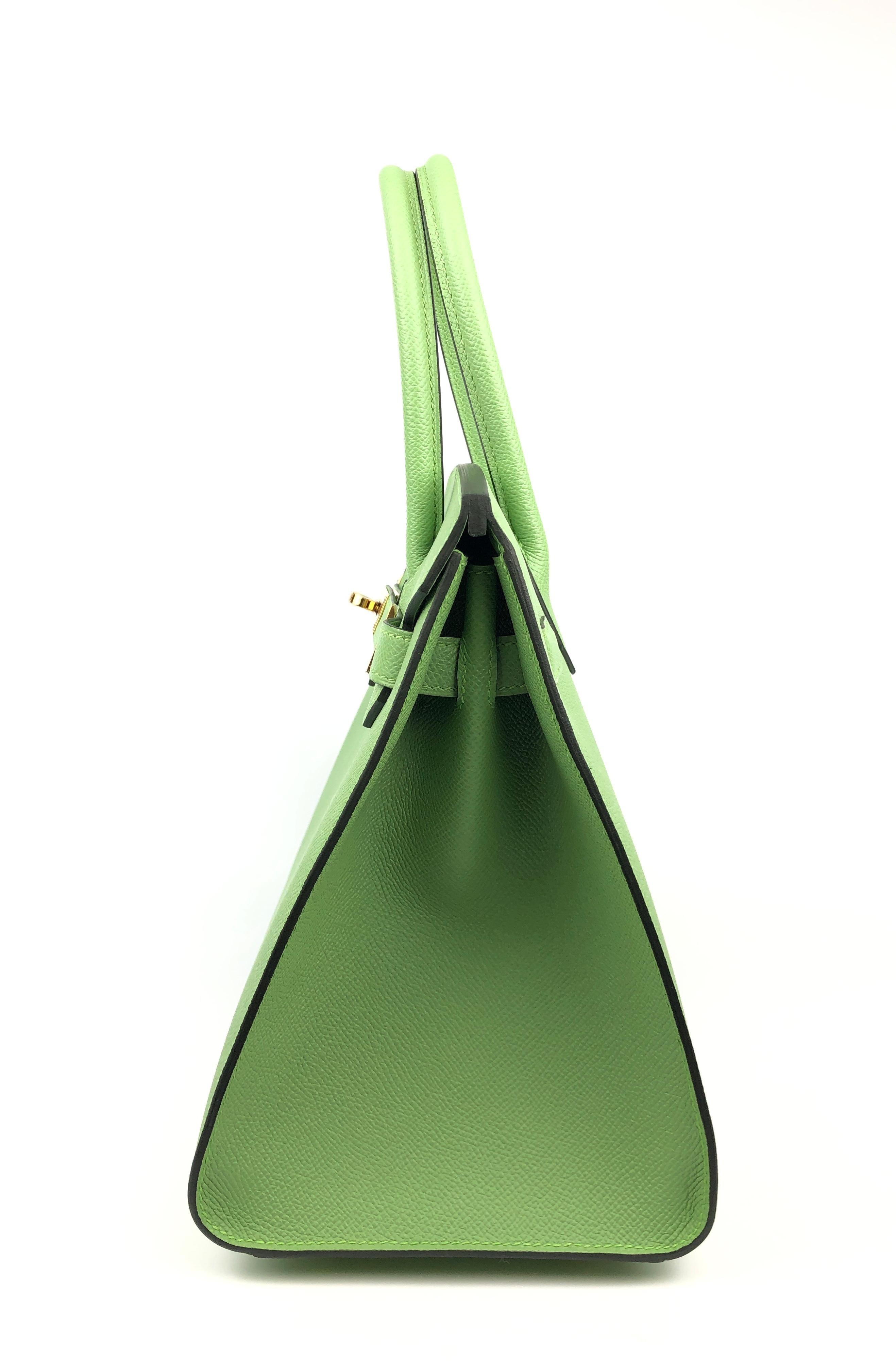 Hermes Birkin 30 Sellier Vert Criquet Green Epsom Gold Hardware NEW 2