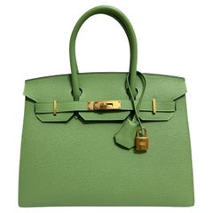 Hermes Birkin 30 Sellier Vert Criquet Green Epsom Gold Hardware NEW