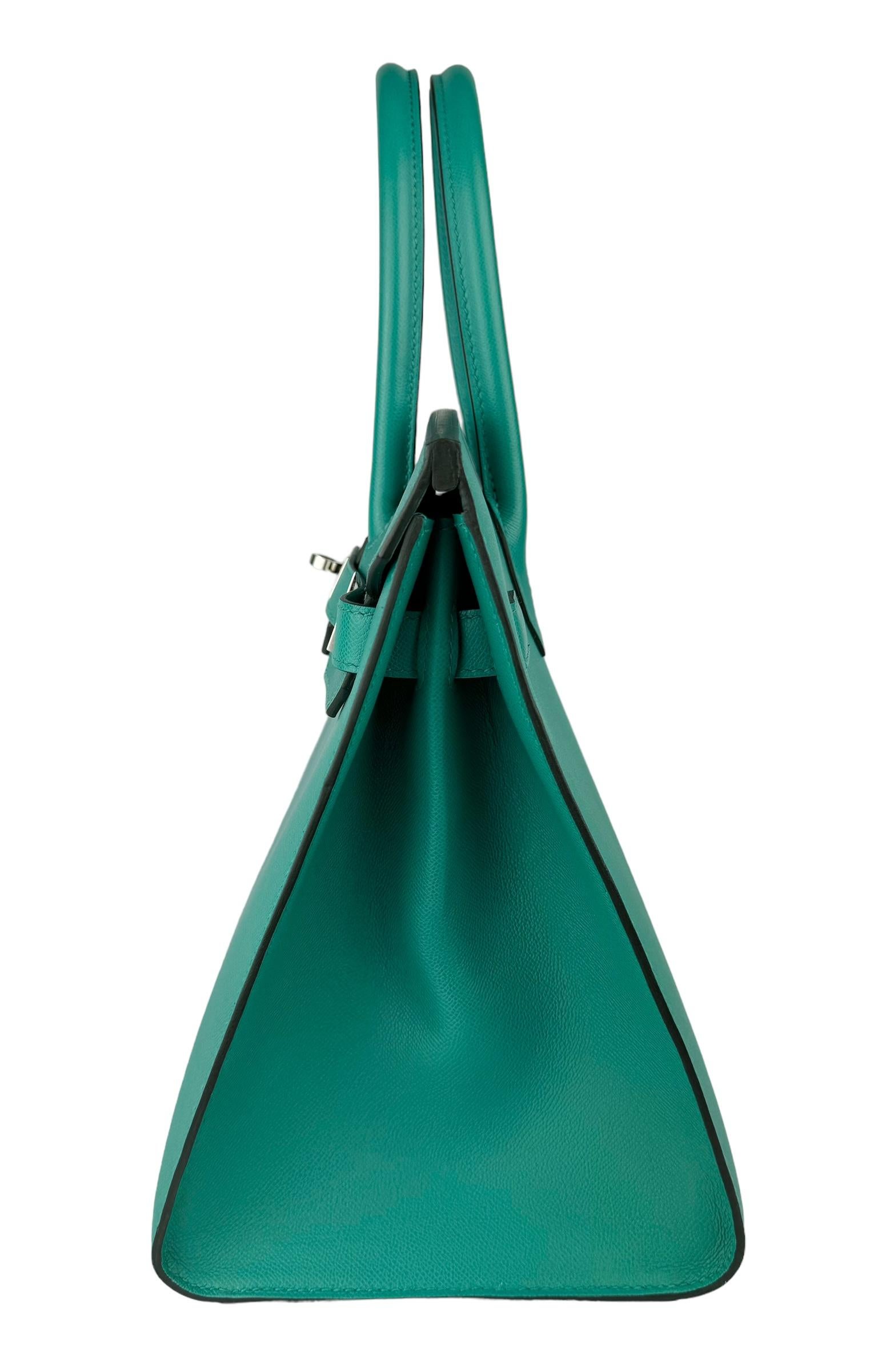 Hermes Birkin 30 Sellier Vert Verone Green Madame Leather Palladium Hardware  For Sale 1