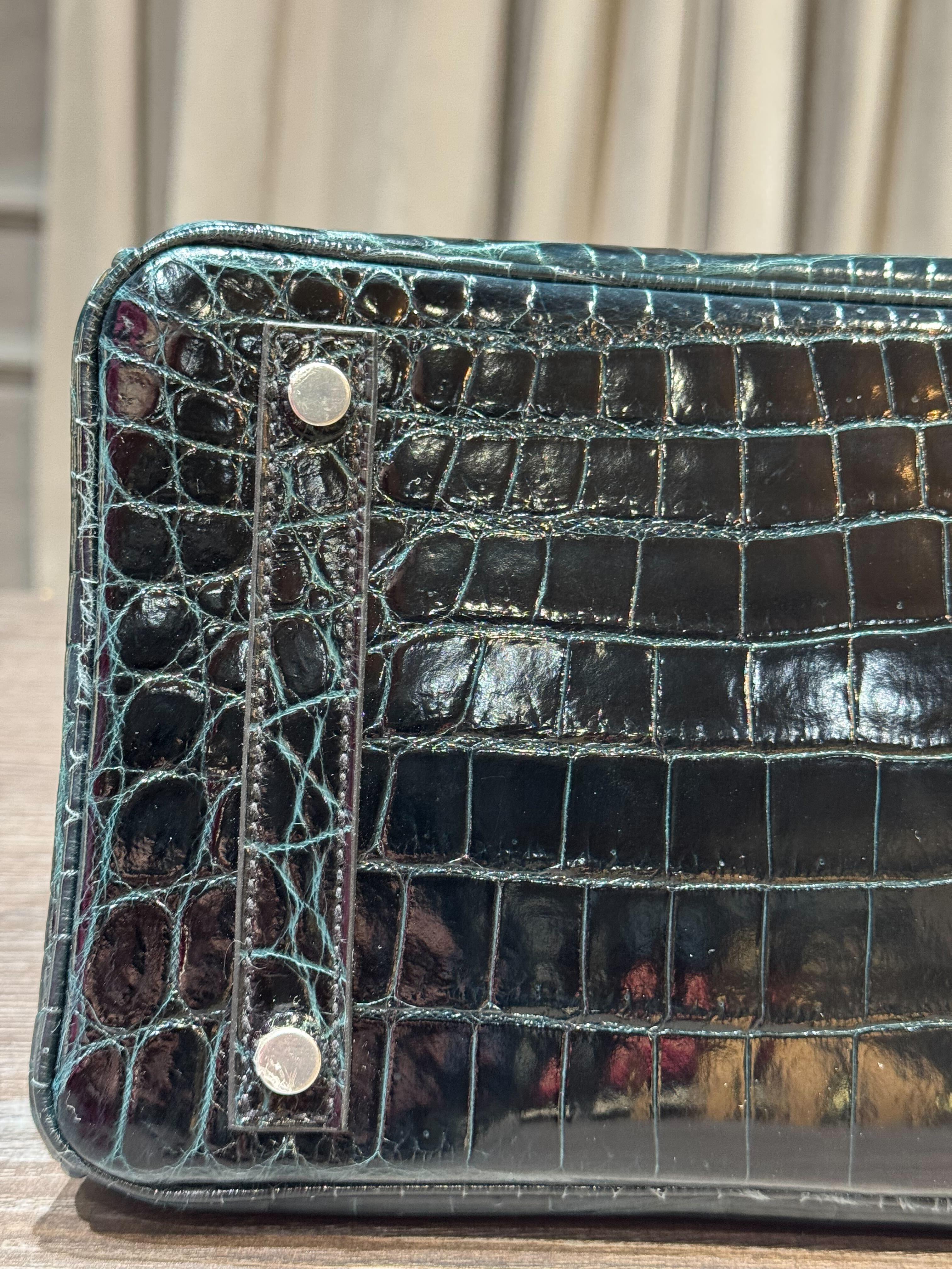 Hermès Vert Rousseau Birkin 30 Smooth Niloticus Crocodile Palladium Hardware 7