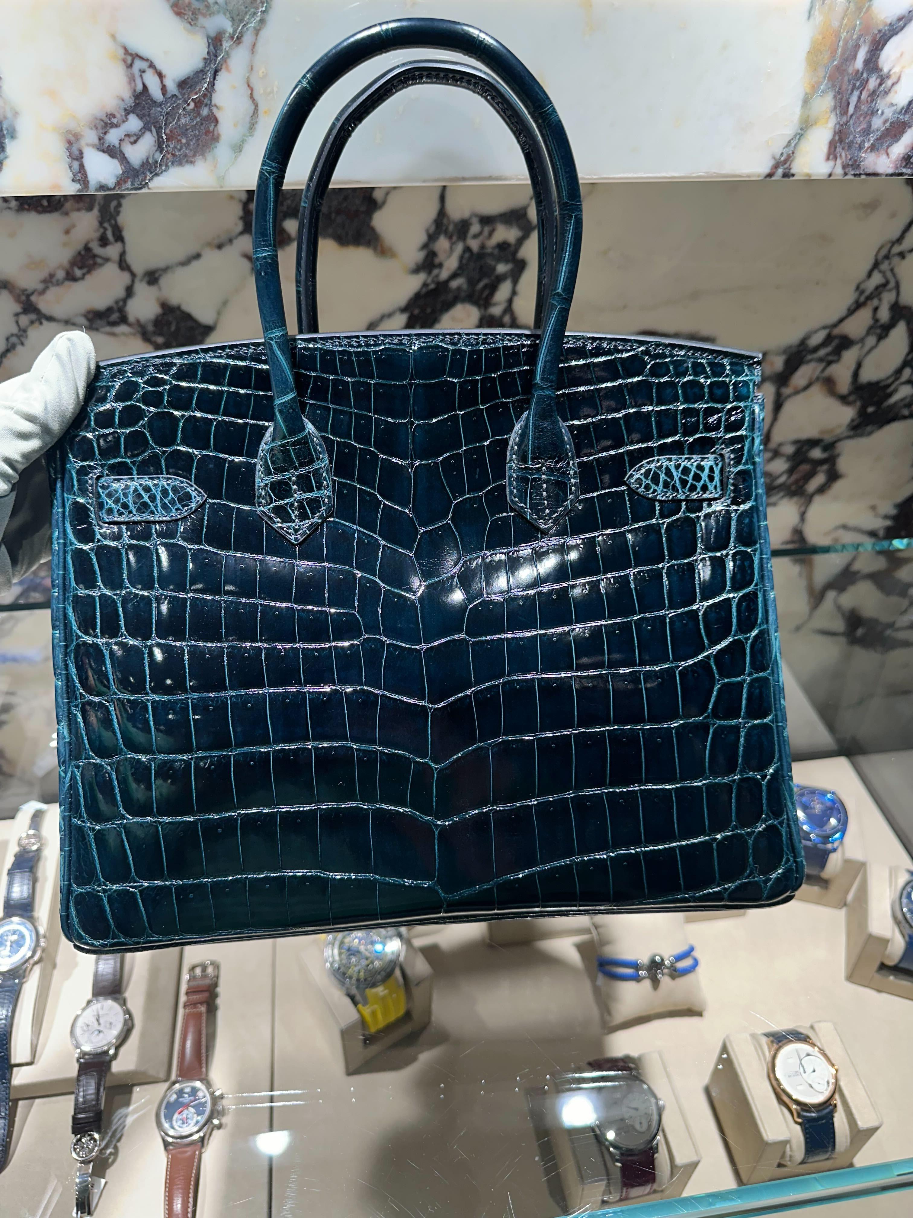 Hermès Vert Rousseau Birkin 30 Smooth Niloticus Crocodile Palladium Hardware 1