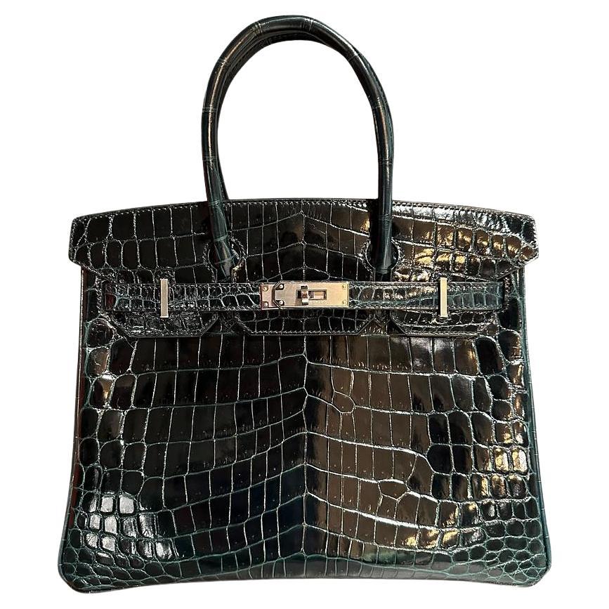Hermès Vert Rousseau Birkin 30 Smooth Niloticus Crocodile Palladium Hardware