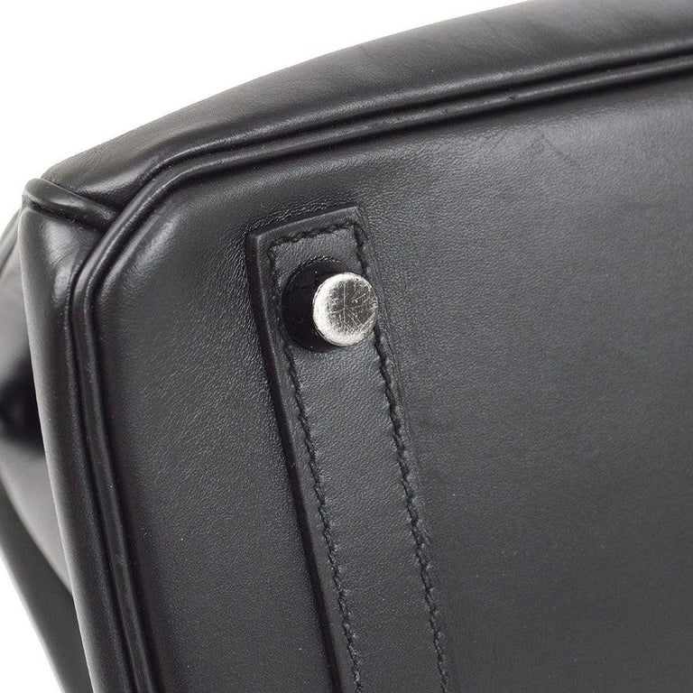 HERMES Birkin 30 So Black Box Calfskin Leather Black Top Handle Satchel  Tote Bag For Sale at 1stDibs