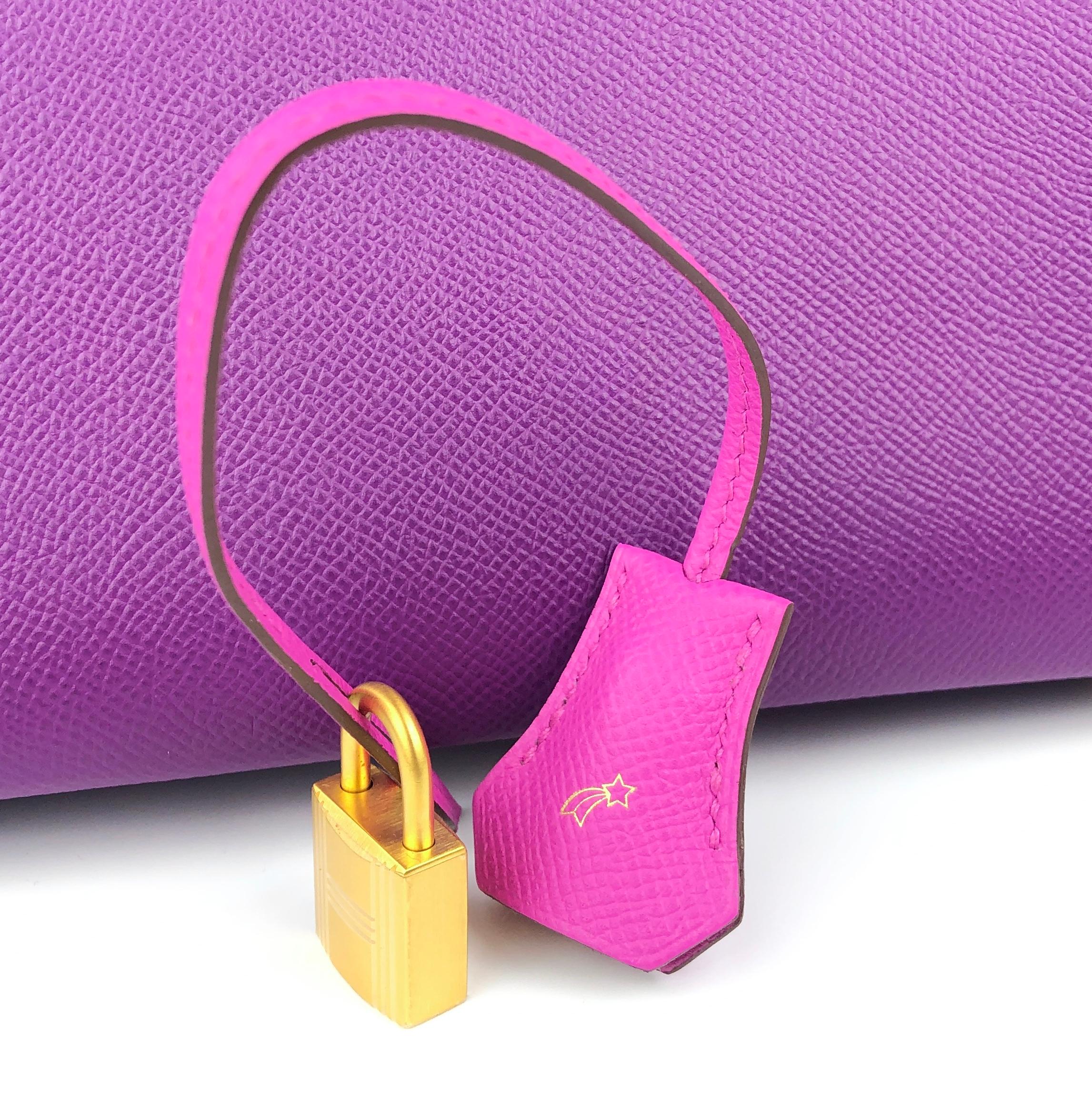 Hermès Birkin 30 Special Order Anemone Purple Rose Pourpre Pink Brushed Gold NEW 4