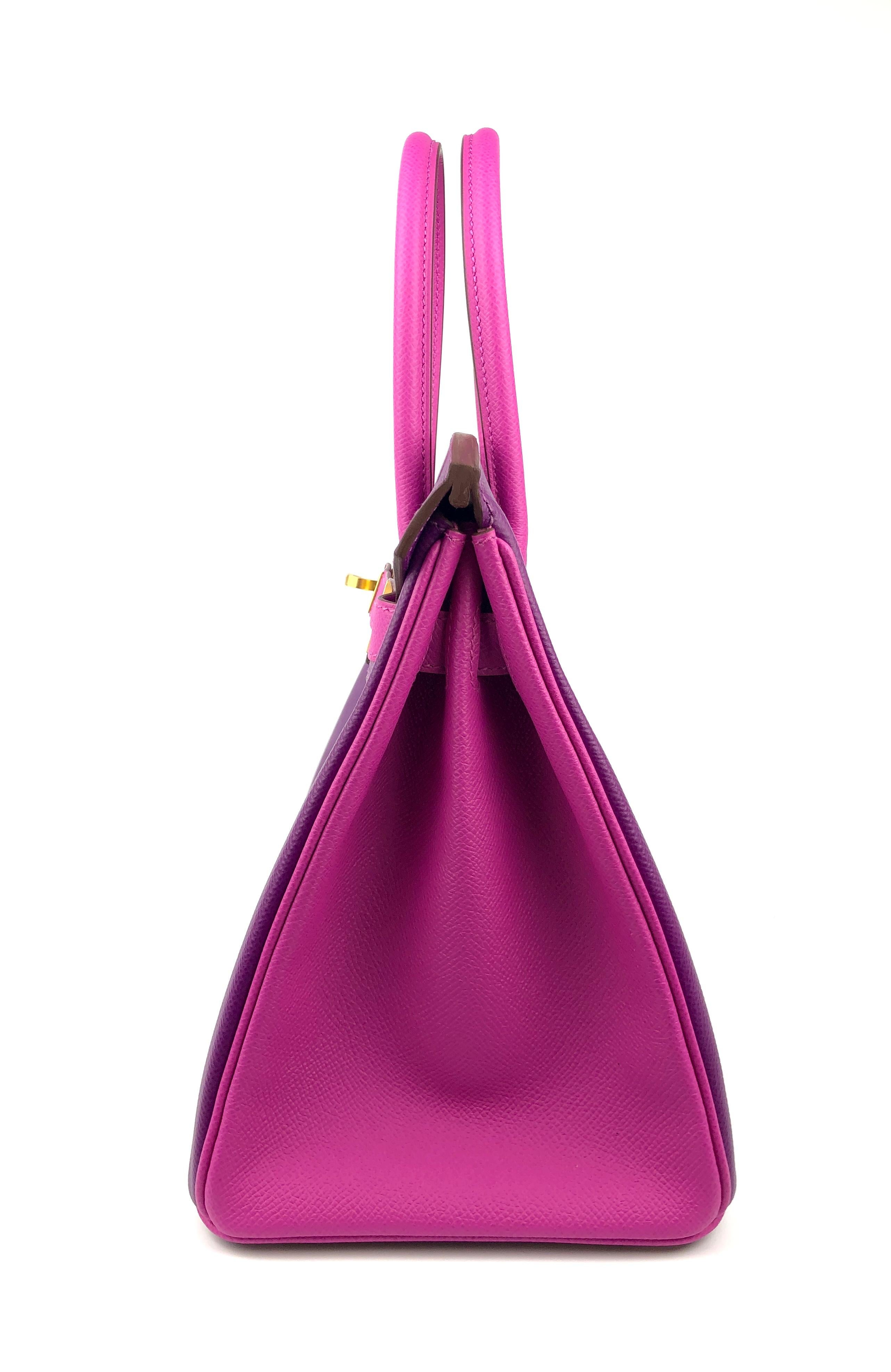 Hermès Birkin 30 Special Order Anemone Purple Rose Pourpre Pink Brushed Gold NEW 3