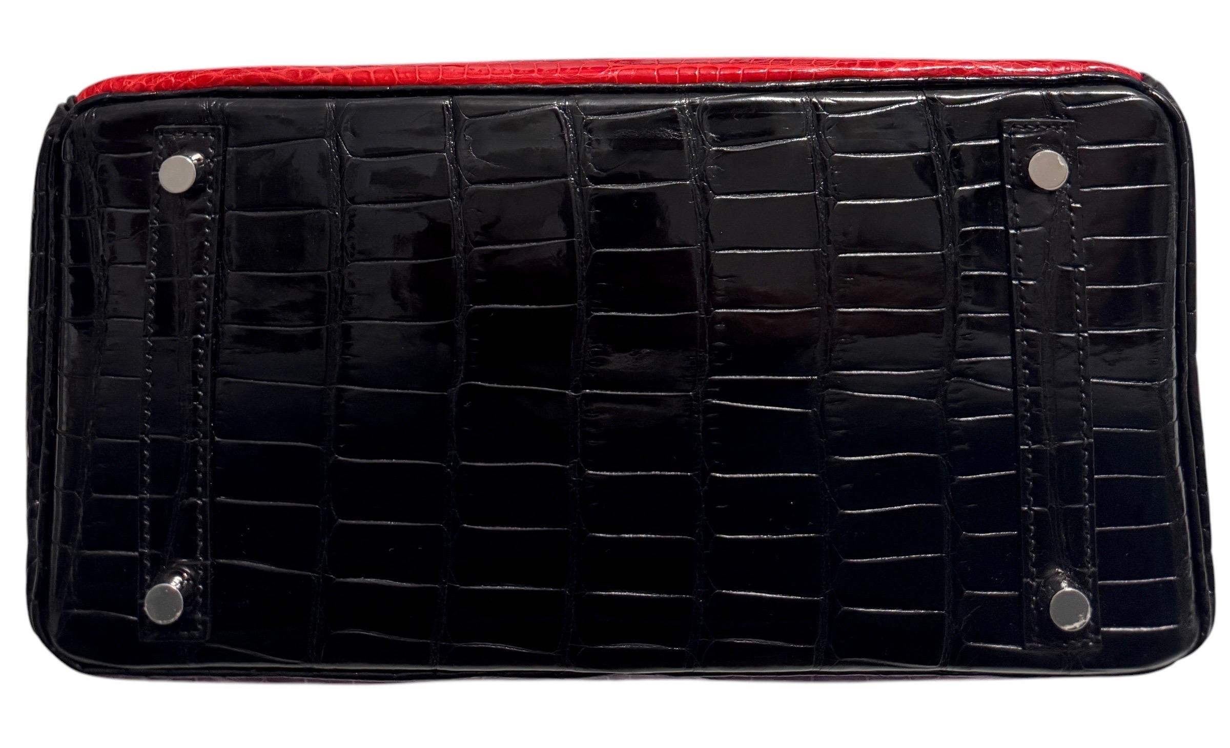 Hermes Birkin 30 Special Order Black, Braise Red & Violet Porosus Crocodile 1