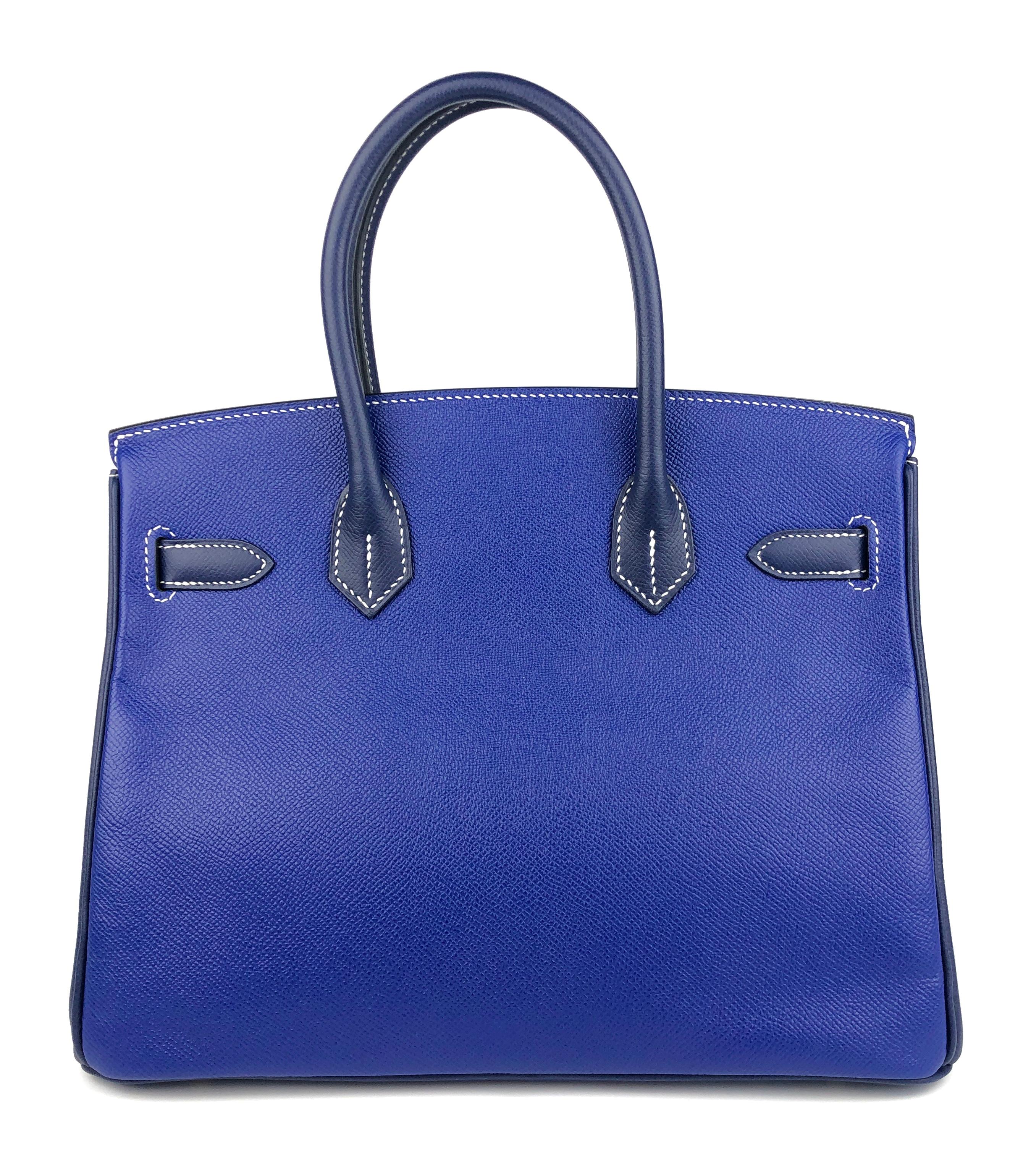 Hermes Birkin 30 Special Order Blue Electric Blue Sapphire Epsom Gold Hardware In Excellent Condition In Miami, FL