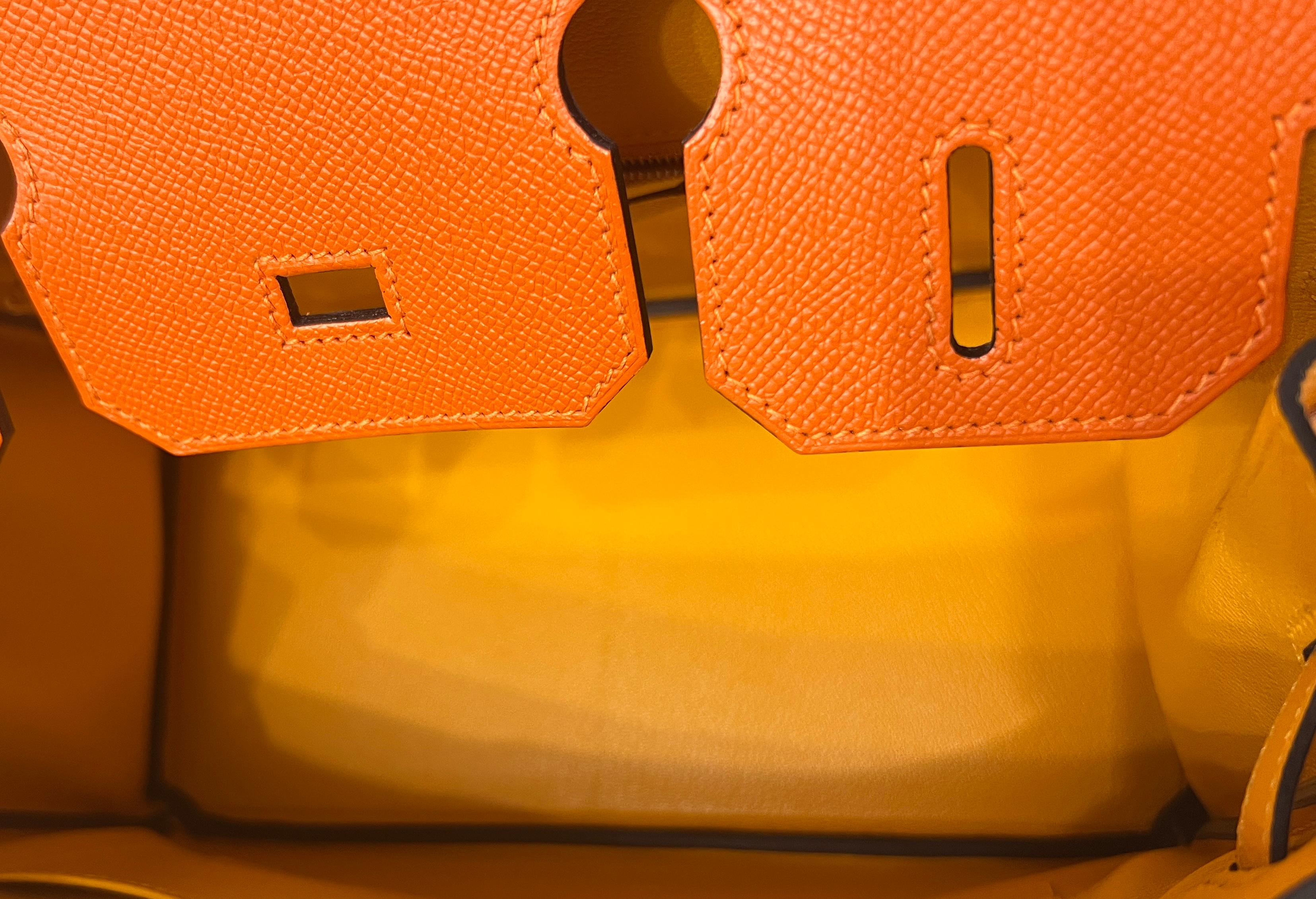 Hermes Birkin 30 Special Order Epsom Feu Orange Jaune D'or Yellow Brushed Gold 3