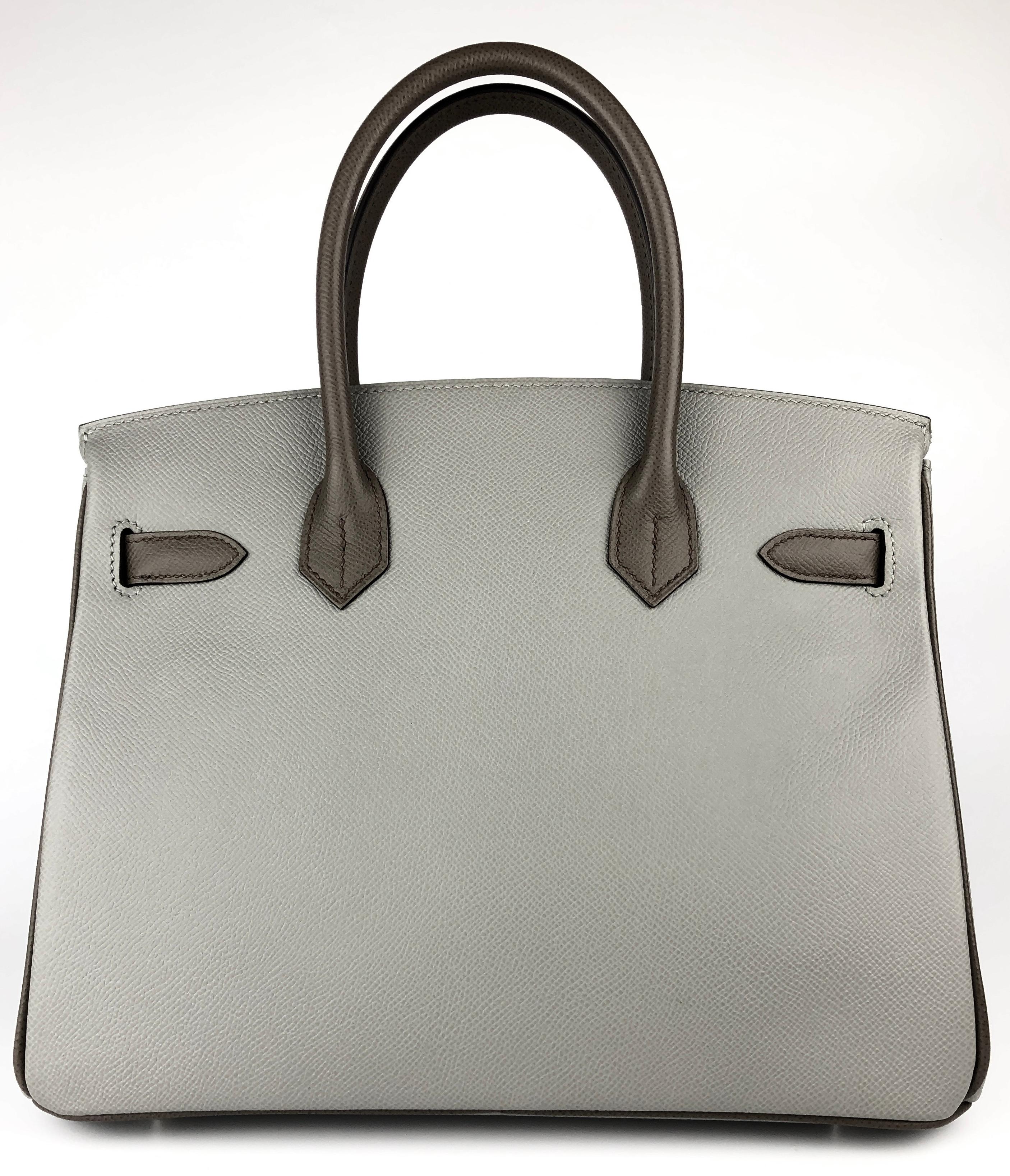 Hermes Birkin 30 Special Order Gris Mouette Etain Gray Brushed Palladium Hwr In Excellent Condition For Sale In Miami, FL