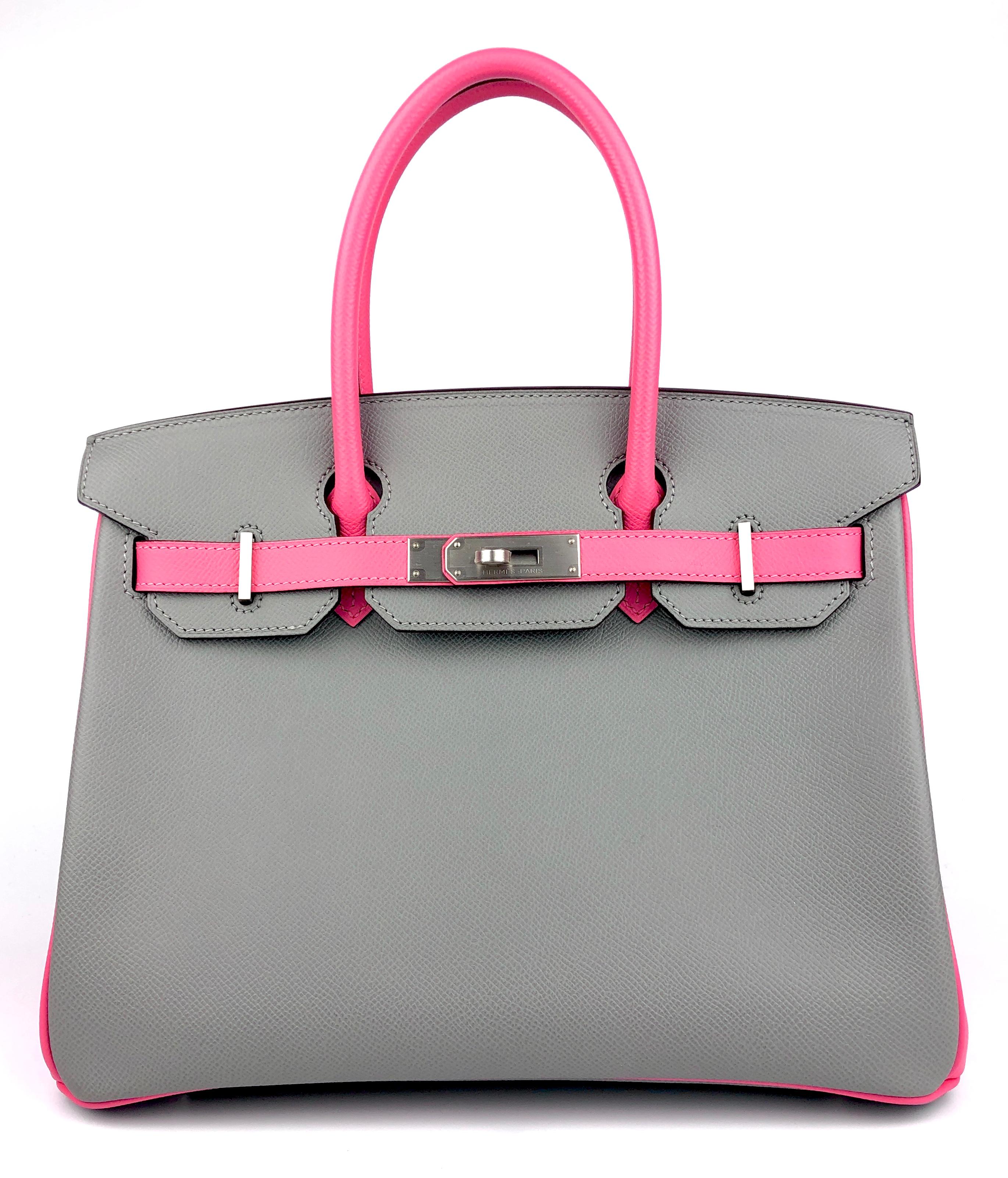 Like New Stunning 1 of 1 Hermes Birkin 30 HSS Special Order Gris Mouette & Rose Azalee Epsom Leather Complimented by Brushed Palladium Hardware.

Shop with Confidence from Lux Addicts. Authenticity Guaranteed! 