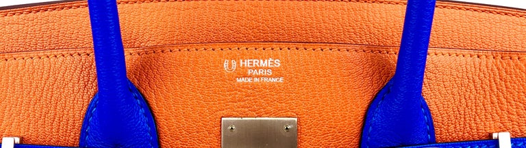 Hermes Birkin 30 Special Order Orange Blue Hydra Chèvre Brushed