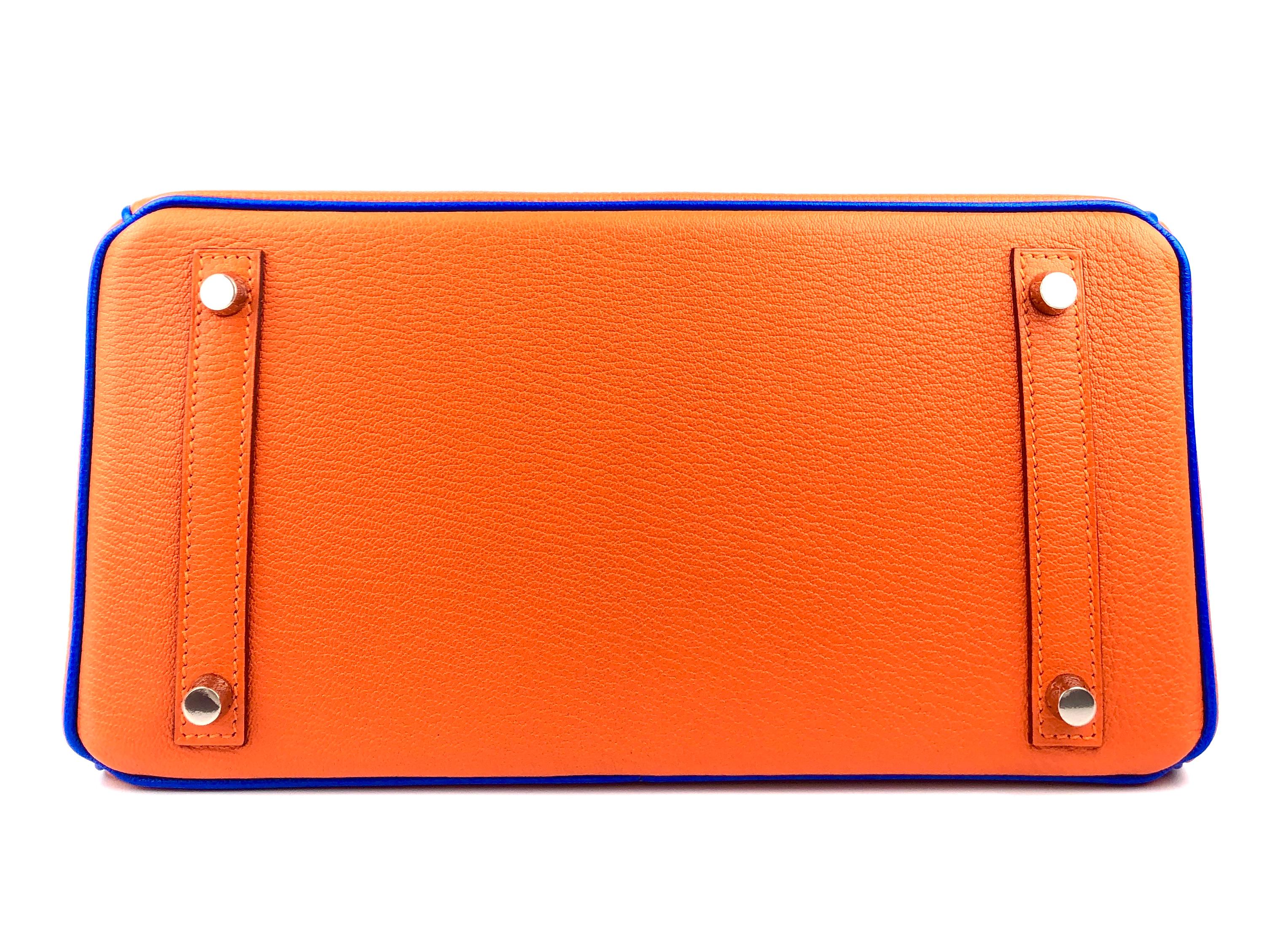 Hermes Birkin 30 Special Order Orange Blue Hydra Chèvre Brushed Palladium Hwr 1