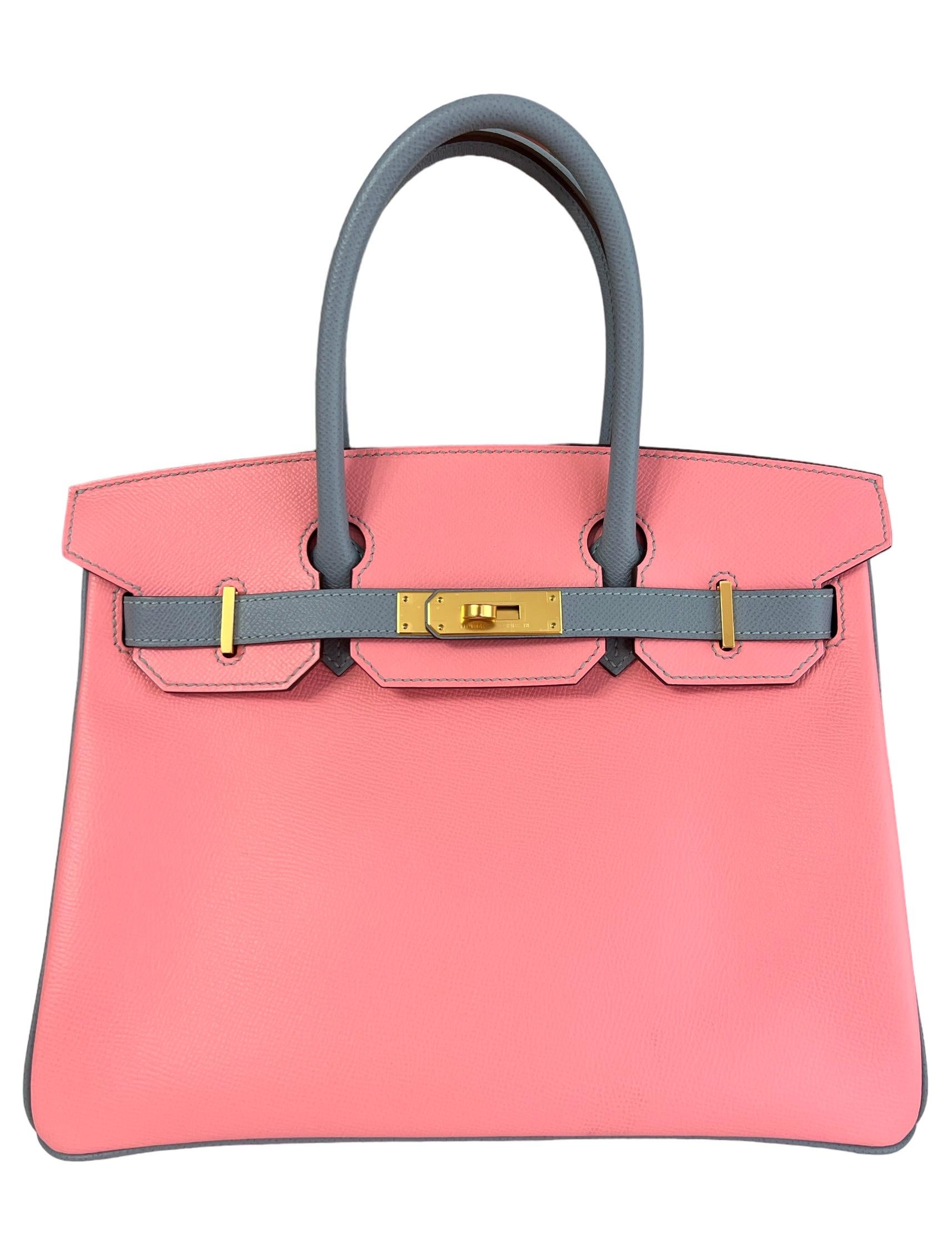 Stunning As New 1 of 1 HSS Special Order Hermes Birkin 30 Pink Rose Confetti & Blue Glacier Epsom Leather complimented by Gold Hardware. From a collectors Closet. As New Z Stamp 2021. Plastic on all Hardware and Feet. 

Shop with confidence from Lux
