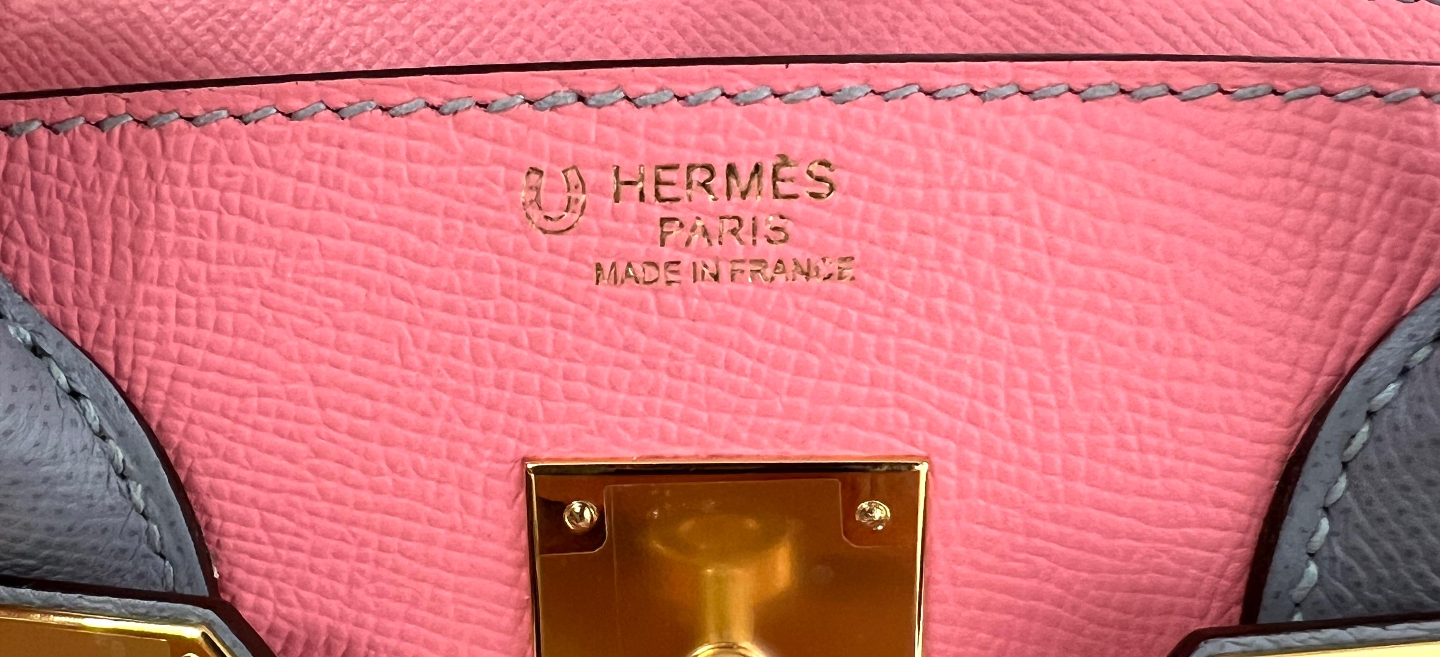 Women's or Men's Hermes Birkin 30 Special Order Pink Rose Confetti Blue Glacier Gold Hardware For Sale
