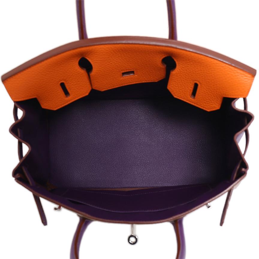 Hermes Birkin 30 Special Order Purple Gray Orange Top Handle Satchel Tote Bag 1