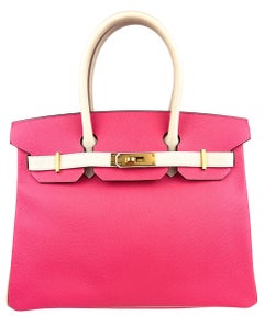 Hermes Birkin 30 Special Order Rose Azalee Pink Craie White Gold Hardware