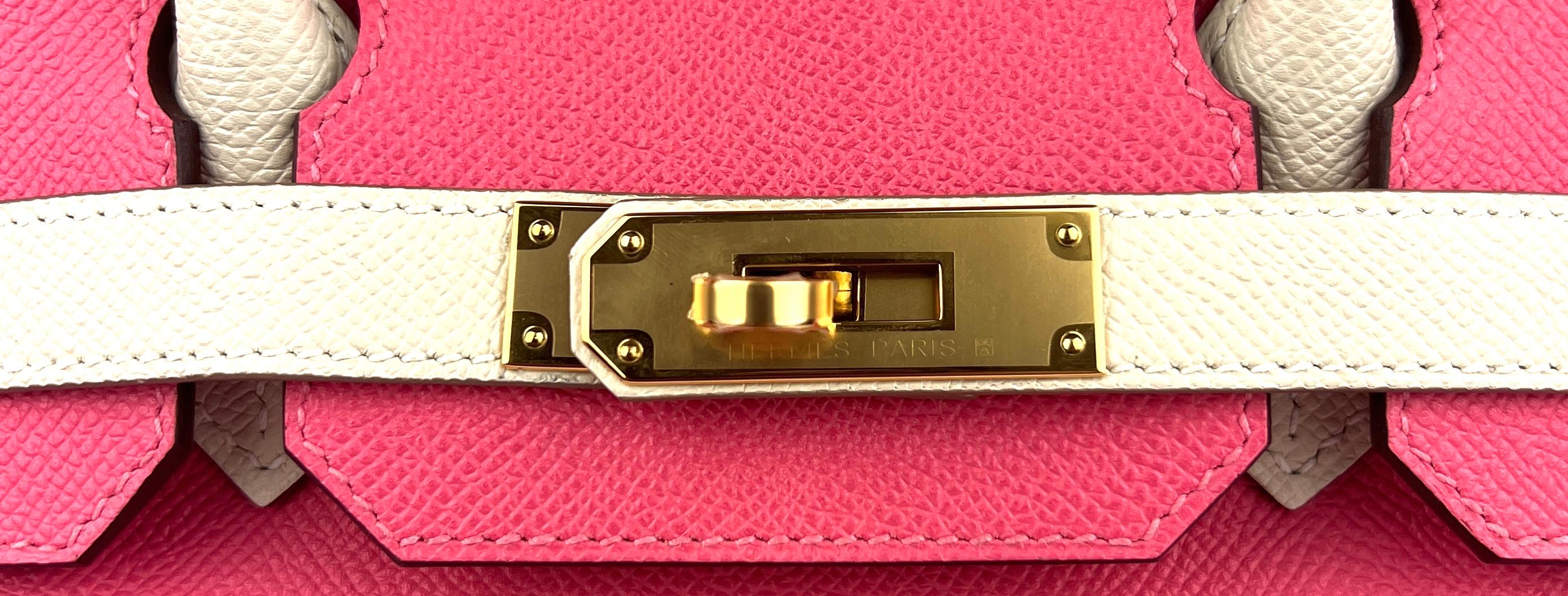 Women's or Men's Hermes Birkin 30 Special Order Rose Azalee Pink Craie White Gold Hardware