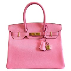 Hermès - Sac à main Birkin 30 en cuir de chèvre rose confetti et accessoires dorés, commande spéciale