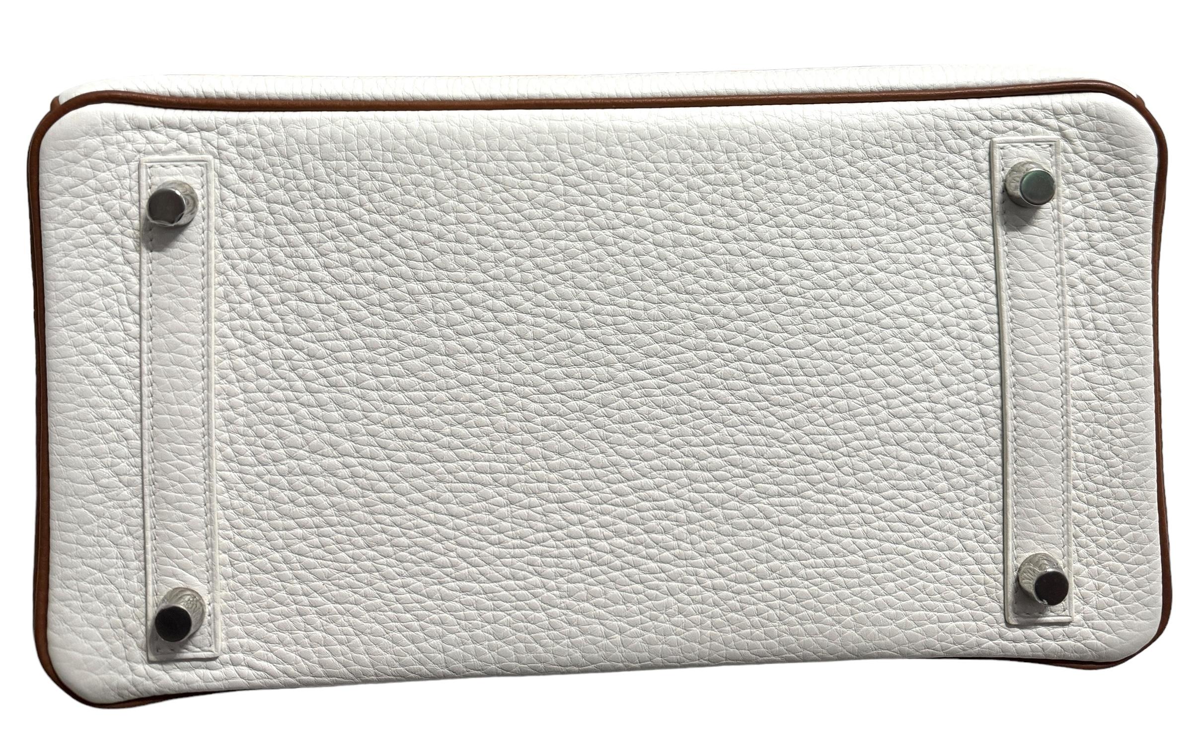 Hermes Birkin 30 Special Order White & Gold Leather Brushed Palladium Hardware 7