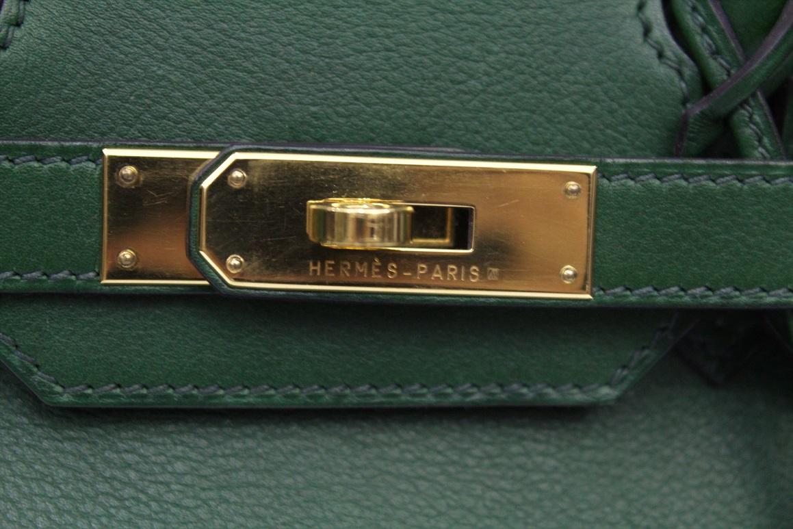 Hermes Birkin 30 Swift Green Leather  2