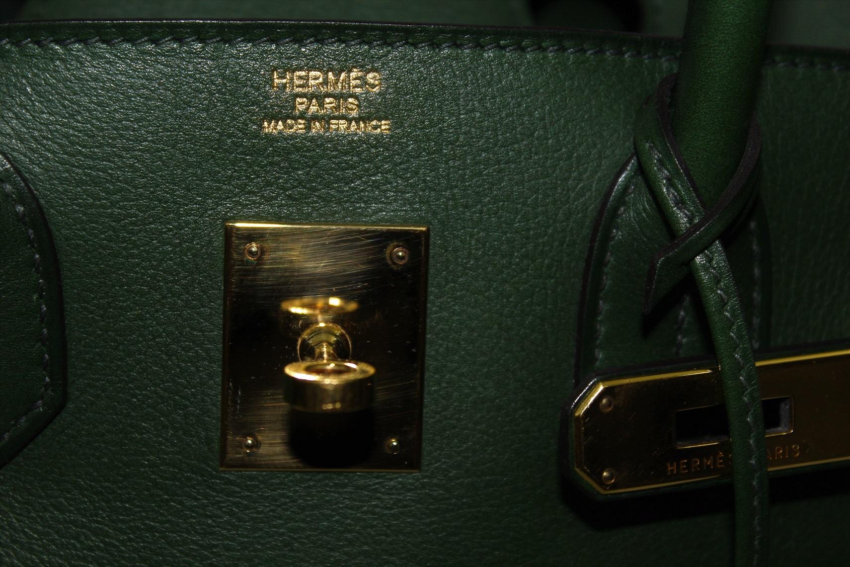 Hermes Birkin 30 Swift Green Leather  3